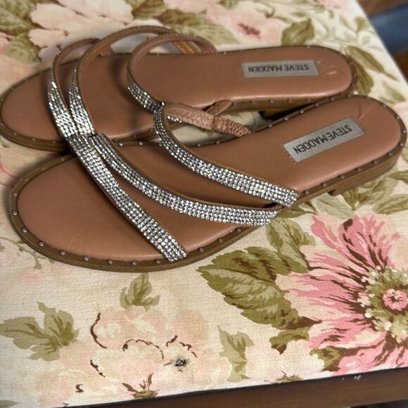 Steve Madden Loomi faux diamond studded sandals women’s size 6 summer vacation r - Picture 1 of 5